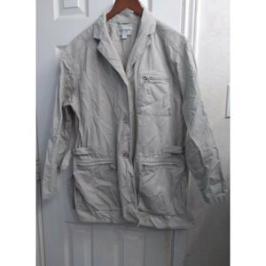 Vintage Safari Jacket Utility Pockets Lightweight Tan‎ Blazer Style
